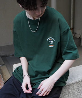 24SS 新柄 ヒゲオジサンC ワンポイント刺繍ロゴ ビッグシルエット半袖Tシャツ