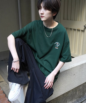 24SS 新柄 ヒゲオジサンC ワンポイント刺繍ロゴ ビッグシルエット半袖Tシャツ