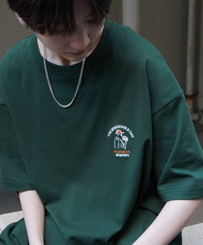 24SS 新柄 ヒゲオジサンC ワンポイント刺繍ロゴ ビッグシルエット半袖Tシャツ