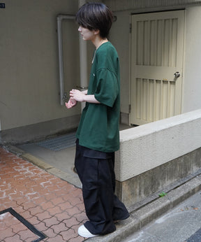 24SS 新柄 ヒゲオジサンC ワンポイント刺繍ロゴ ビッグシルエット半袖Tシャツ