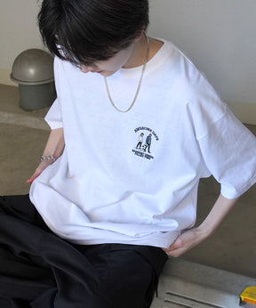 24SS 新柄 ウォーキングC ワンポイント刺繍ロゴ ビッグシルエット半袖Tシャツ