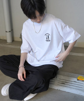 24SS 新柄 ウォーキングC ワンポイント刺繍ロゴ ビッグシルエット半袖Tシャツ