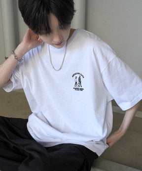 24SS 新柄 ウォーキングC ワンポイント刺繍ロゴ ビッグシルエット半袖Tシャツ