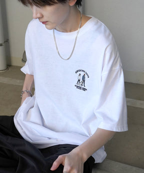 24SS 新柄 ウォーキングC ワンポイント刺繍ロゴ ビッグシルエット半袖Tシャツ