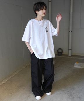 24SS 新柄 ウォーキングC ワンポイント刺繍ロゴ ビッグシルエット半袖Tシャツ