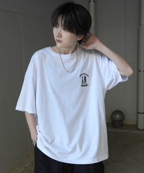 24SS 新柄 ウォーキングC ワンポイント刺繍ロゴ ビッグシルエット半袖Tシャツ