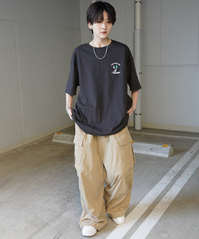 24SS 新柄 ウォーキングC ワンポイント刺繍ロゴ ビッグシルエット半袖Tシャツ