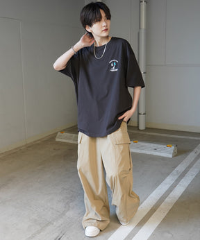 24SS 新柄 ウォーキングC ワンポイント刺繍ロゴ ビッグシルエット半袖Tシャツ