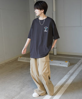 24SS 新柄 ウォーキングC ワンポイント刺繍ロゴ ビッグシルエット半袖Tシャツ