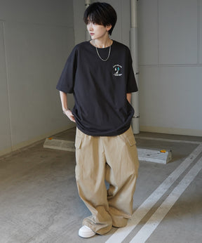 24SS 新柄 ウォーキングC ワンポイント刺繍ロゴ ビッグシルエット半袖Tシャツ