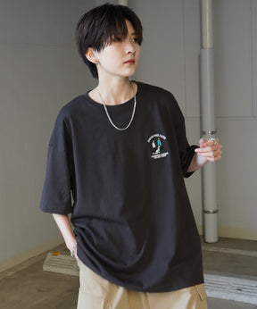 24SS 新柄 ウォーキングC ワンポイント刺繍ロゴ ビッグシルエット半袖Tシャツ