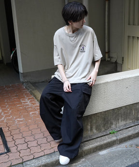 24SS 新柄 ウォーキングC ワンポイント刺繍ロゴ ビッグシルエット半袖Tシャツ