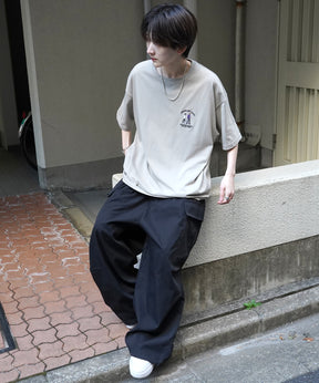 24SS 新柄 ウォーキングC ワンポイント刺繍ロゴ ビッグシルエット半袖Tシャツ