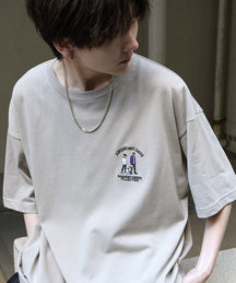 24SS 新柄 ウォーキングC ワンポイント刺繍ロゴ ビッグシルエット半袖Tシャツ