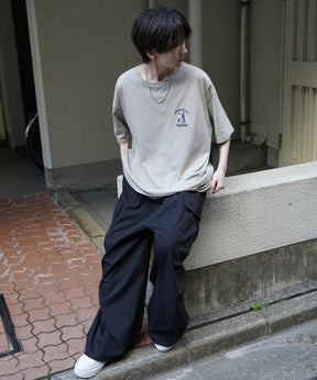 24SS 新柄 ウォーキングC ワンポイント刺繍ロゴ ビッグシルエット半袖Tシャツ