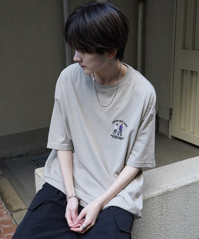 24SS 新柄 ウォーキングC ワンポイント刺繍ロゴ ビッグシルエット半袖Tシャツ