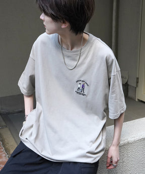 24SS 新柄 ウォーキングC ワンポイント刺繍ロゴ ビッグシルエット半袖Tシャツ