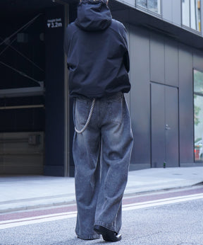 25AW ヴィンテージメイク ダメージ加工 ケミカルウォッシュ加工 ワイドストレートデニムパンツ