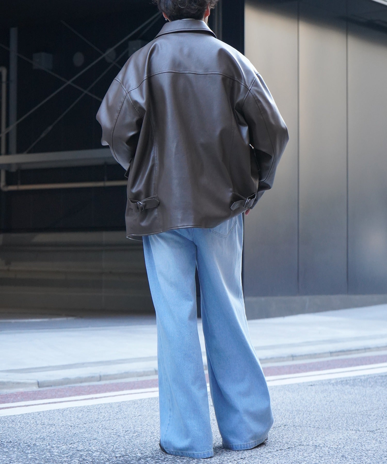 25AW ヴィンテージメイク ダメージ加工 ケミカルウォッシュ加工 ワイドストレートデニムパンツ