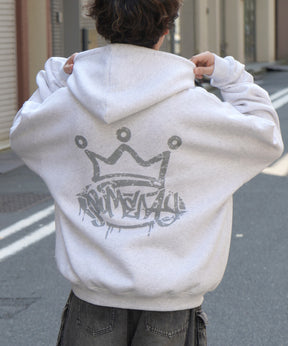 ビッグシルエット クラウン バックプリントパーカー
