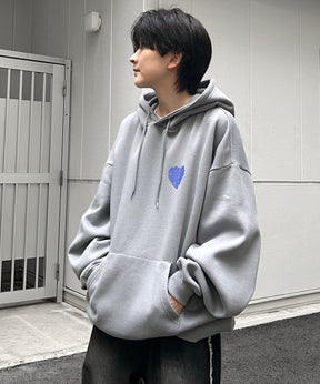 ハートロゴ 韓国ストリート アソートプリントパーカー