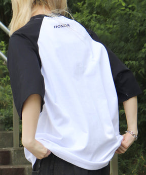25SS【HONDA / ホンダ】フロントプリント ボックスシルエット ラグラン半袖Tシャツ