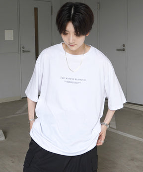 イラストバックプリント / ワンポイント刺繍ロゴ ビッグシルエット半袖Tシャツ