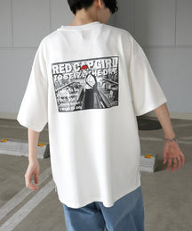 【RED CAP GIRL】バック転写 ワンポイント刺繍 ドレープとろみ ポンチ ビッグシルエットプリントTシャツ