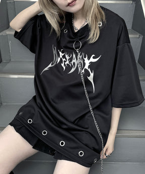 【MAROCORE SELECT】チェーン付きメタルロゴ トライバルプリント ビッグシルエットTシャツ 24SS【ILL'S 】