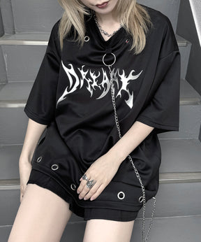 【MAROCORE SELECT】チェーン付きメタルロゴ トライバルプリント ビッグシルエットTシャツ 24SS【ILL'S 】