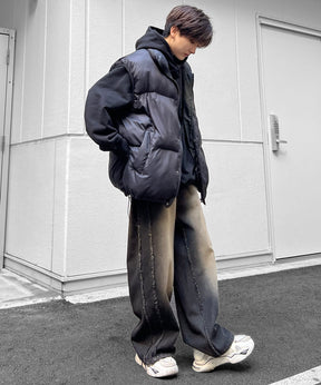 【96thes SELECT】ヴィンテージライク サイドフリンジライン ワイドデニムパンツ