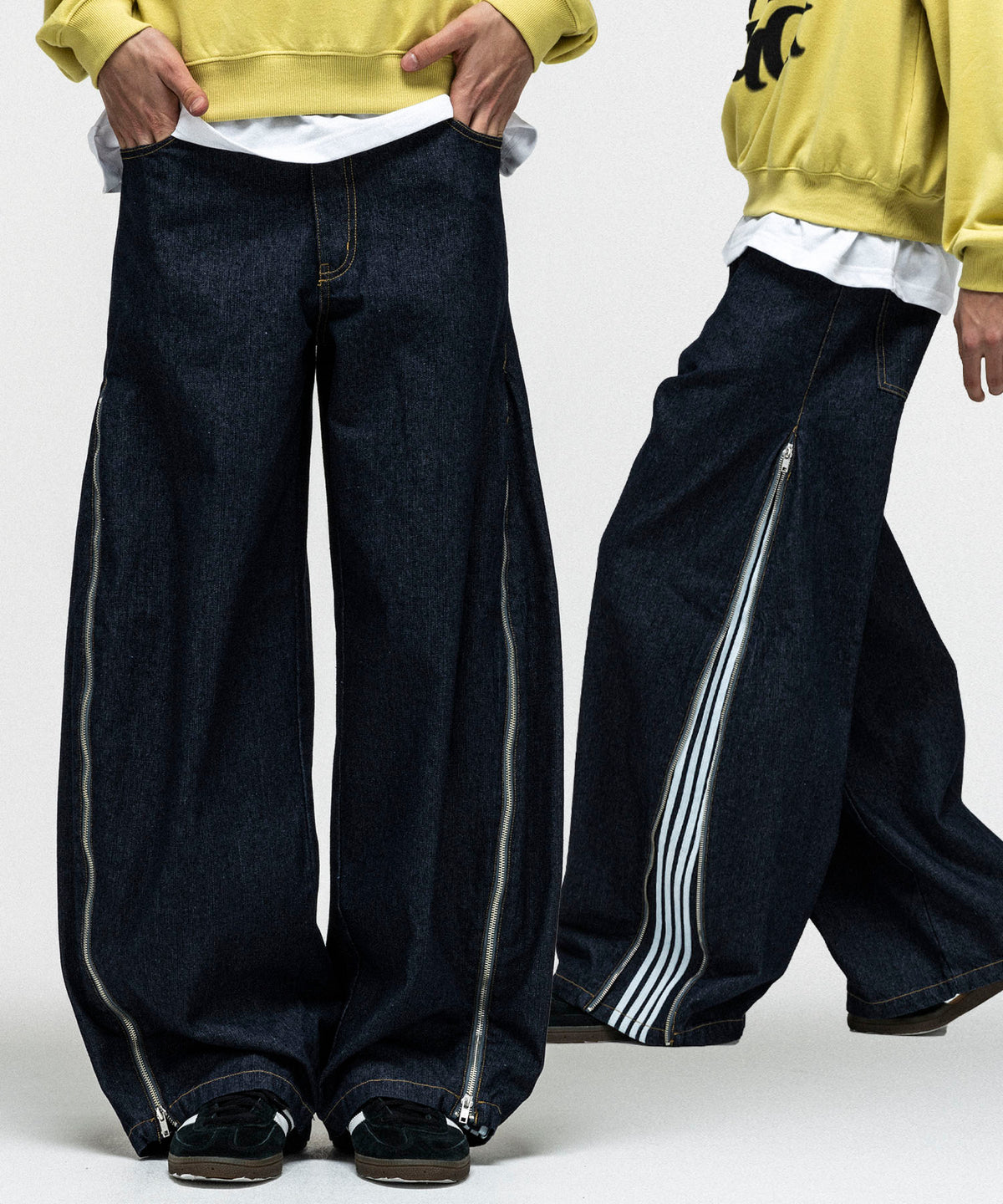 2way SIDE ZIP BARREL-LEG DENIM PANTS / 2wayサイドジップバレルレッグデニムパンツ