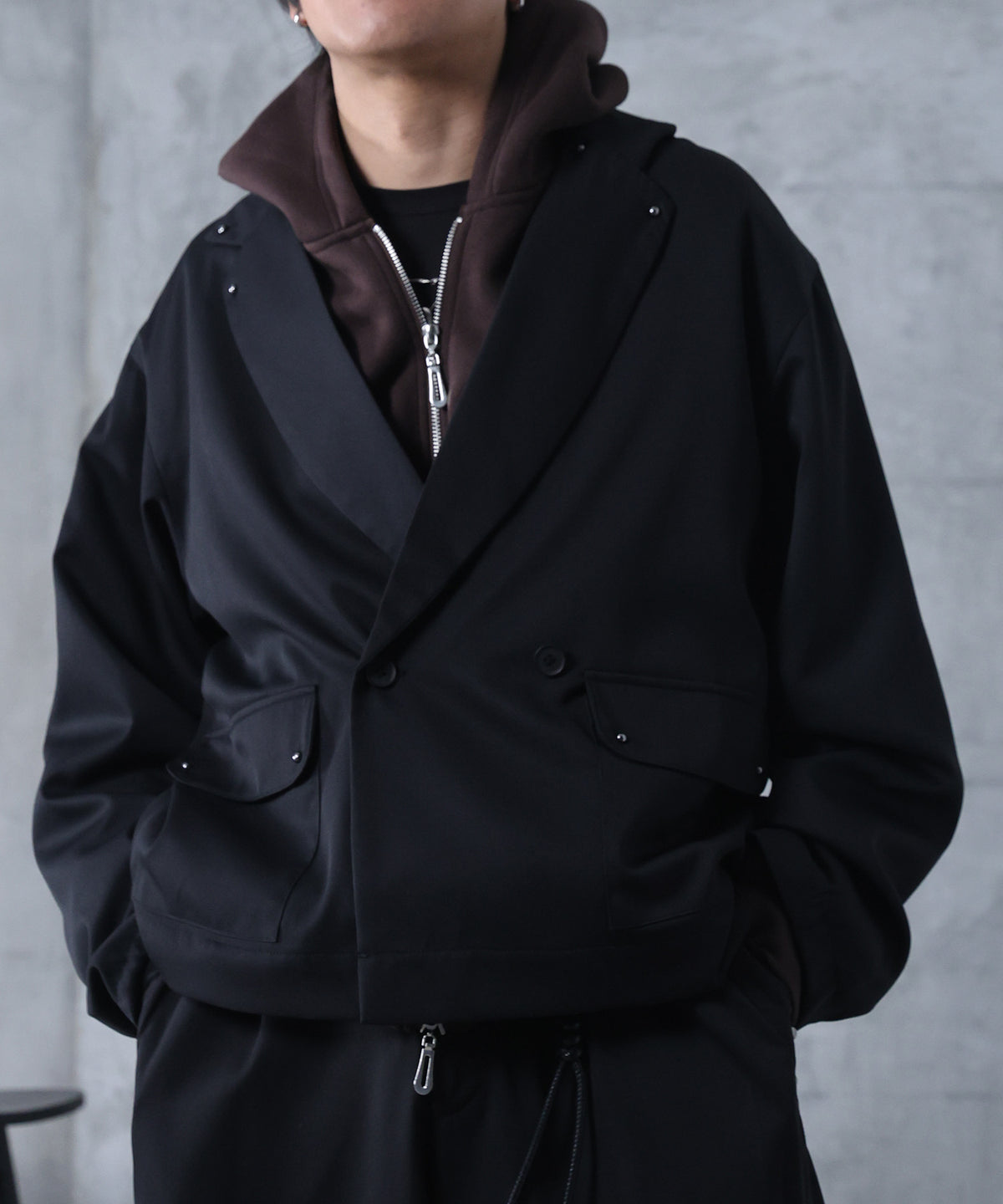 スタッズ ショート ダブルジャケット