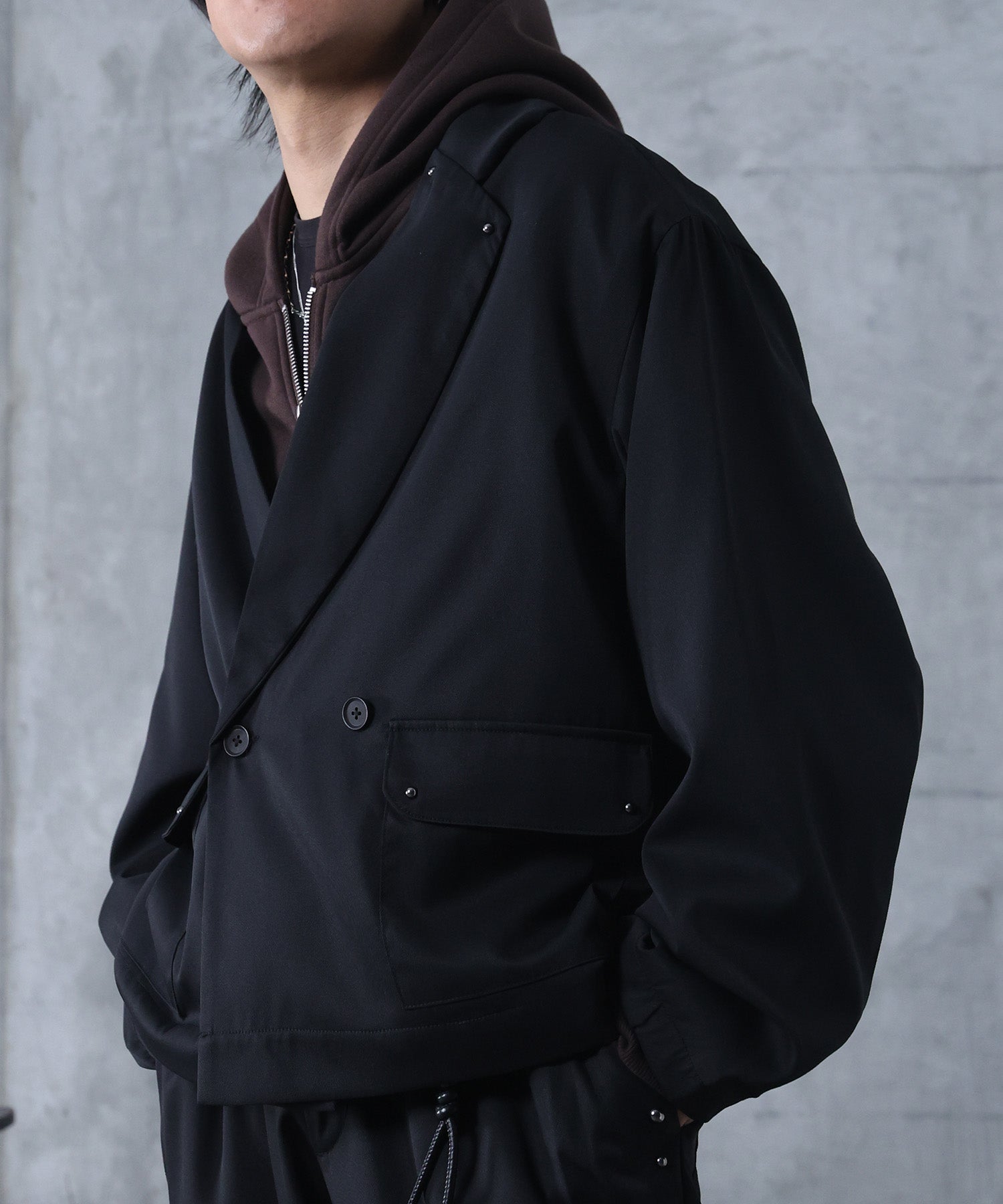 スタッズ ショート ダブルジャケット