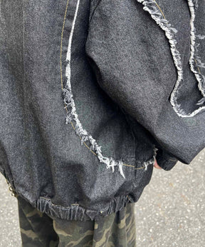 グランジ加工 フルジップ デニムフーディ