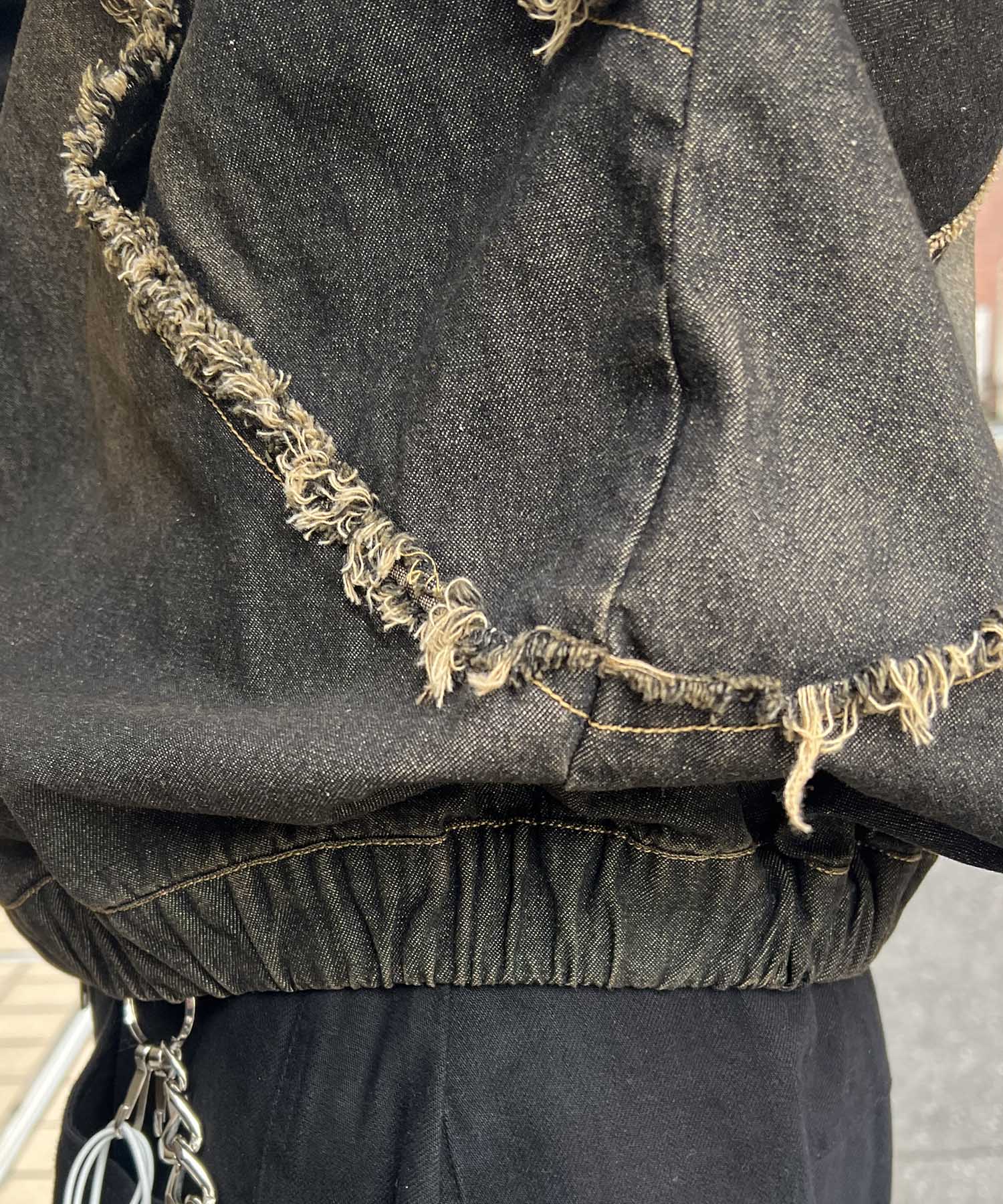 グランジ加工 フルジップ デニムフーディ