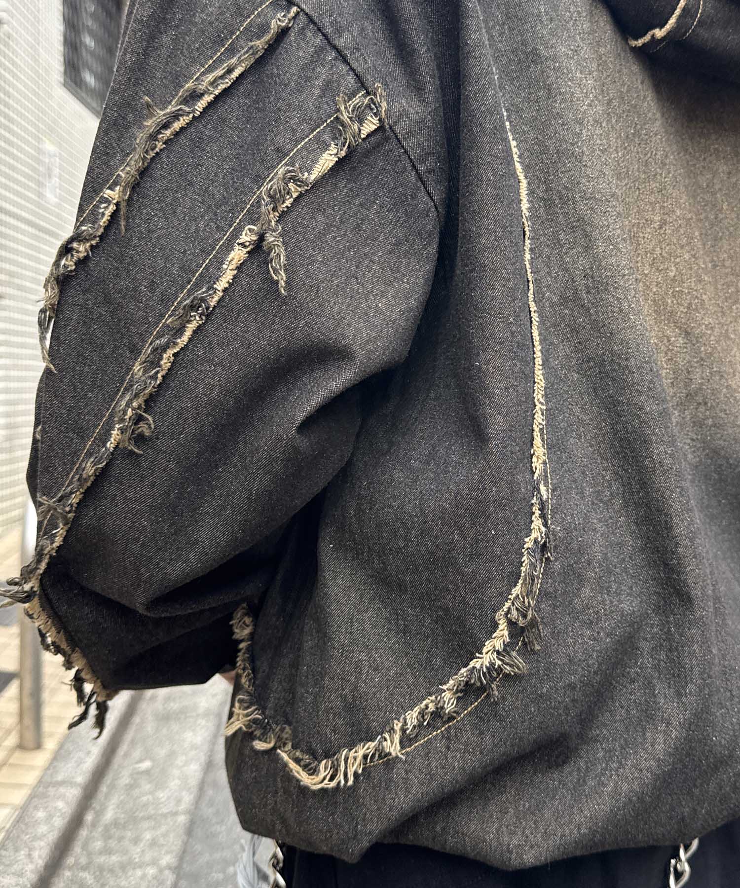 グランジ加工 フルジップ デニムフーディ