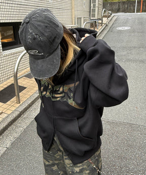 タギング総柄 フルジップフーディ