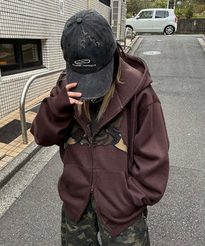 タギング総柄 フルジップフーディ