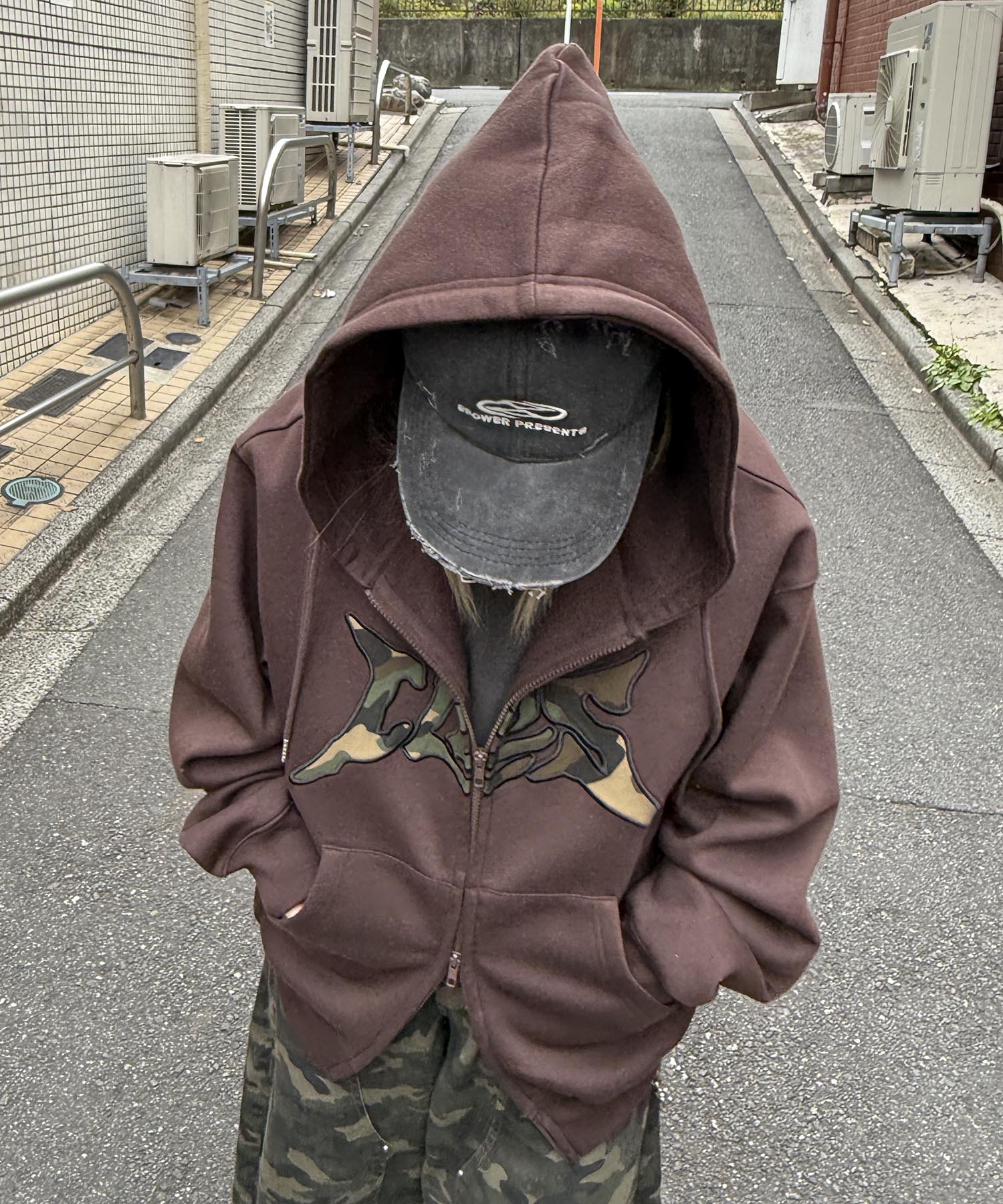 タギング総柄 フルジップフーディ