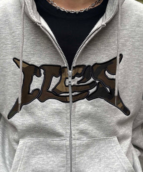 タギング総柄 フルジップフーディ