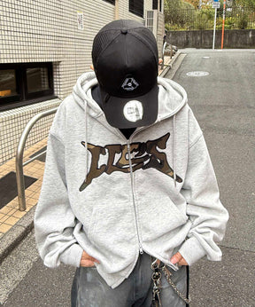 タギング総柄 フルジップフーディ