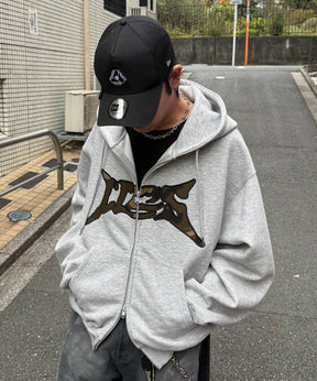 タギング総柄 フルジップフーディ