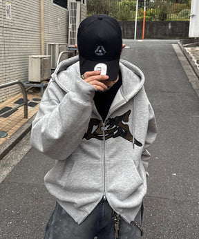 タギング総柄 フルジップフーディ