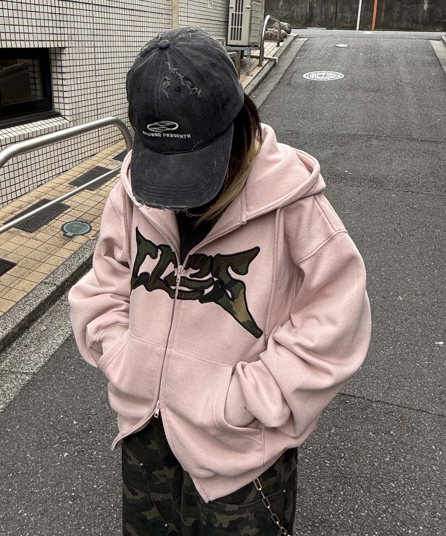 タギング総柄 フルジップフーディ