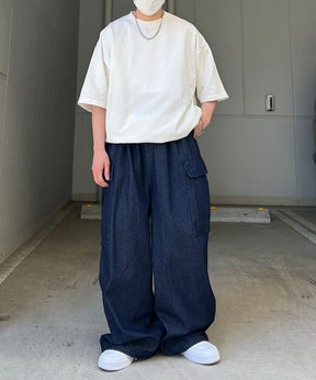 25SS【新色追加】ミリタリーワイドカーゴパンツ オーバーサイズ  サイドポケット 裾ドローコード パラシュートパンツ