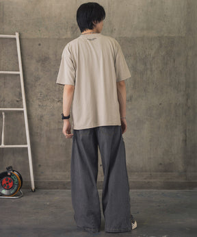 ヒゲオジサンB ワンポイント刺繍ロゴ ビッグシルエット半袖Tシャツ