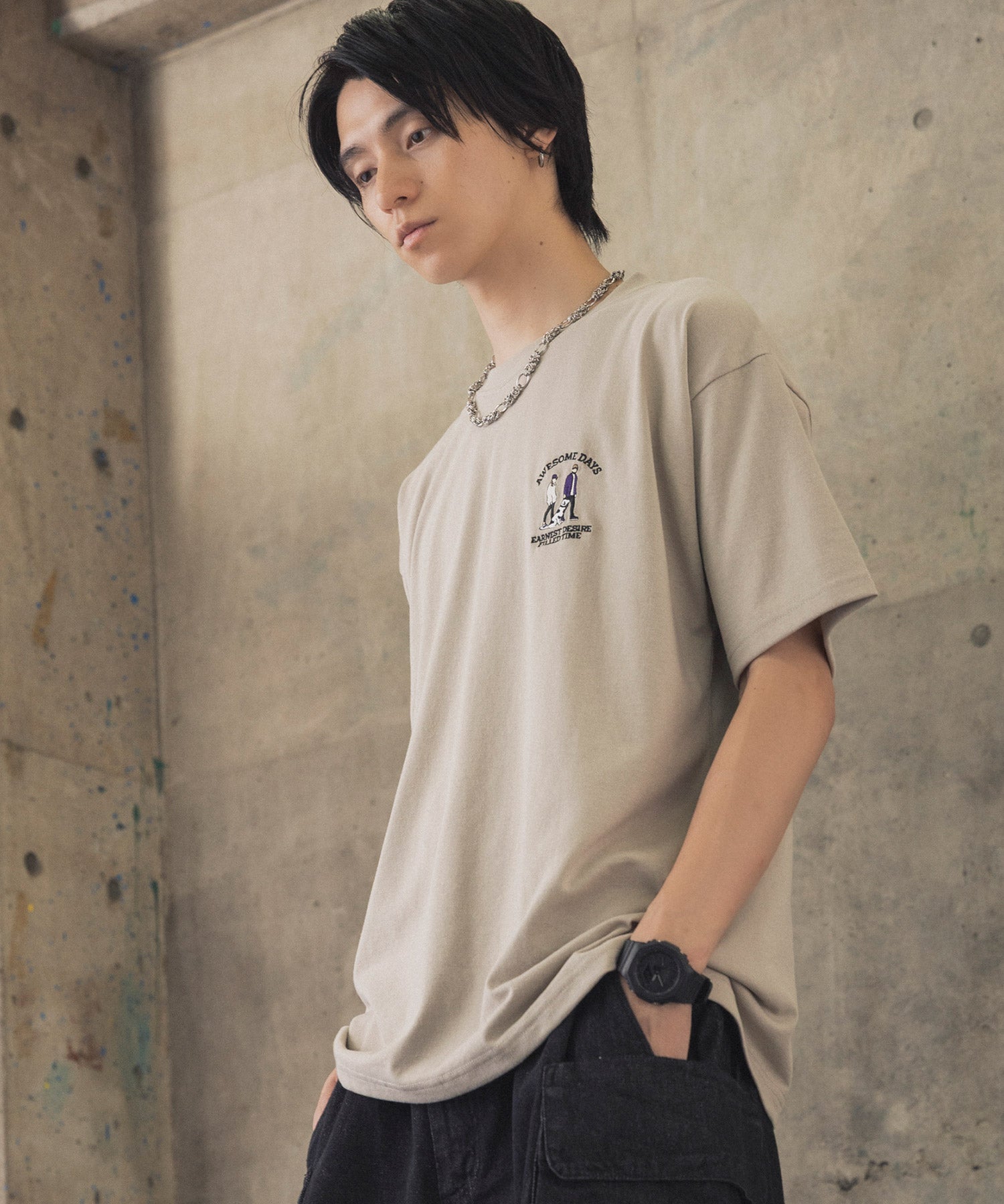 ウォーキングC ワンポイント刺繍ロゴ ビッグシルエット半袖Tシャツ