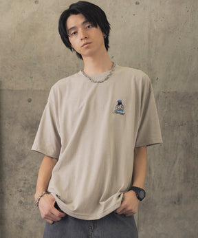 ヒゲオジサンB ワンポイント刺繍ロゴ ビッグシルエット半袖Tシャツ