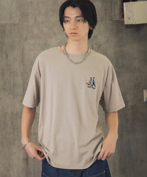 ウォーキングB ワンポイント刺繍ロゴ ビッグシルエット半袖Tシャツ